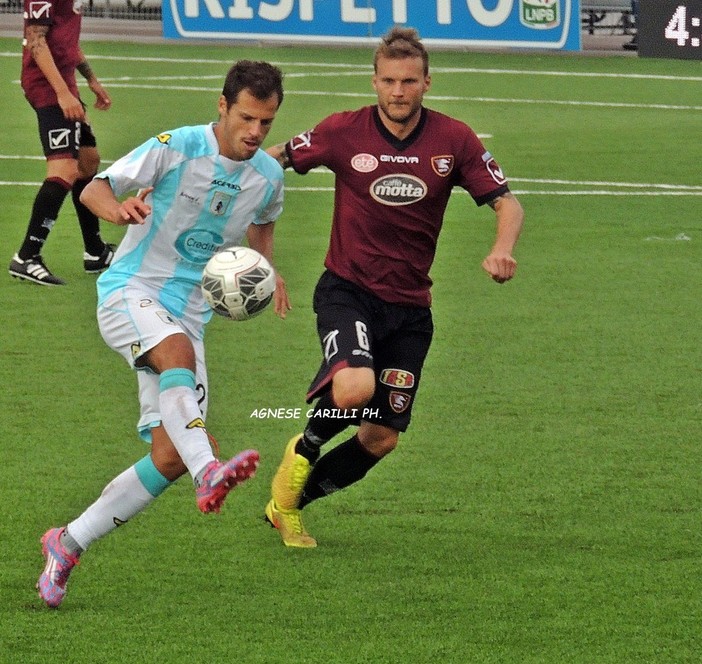 Il match winner della Virtus Entella contro la Salernitana, Pedro Costa Ferreira, in azione nella foto di Agnese Carilli