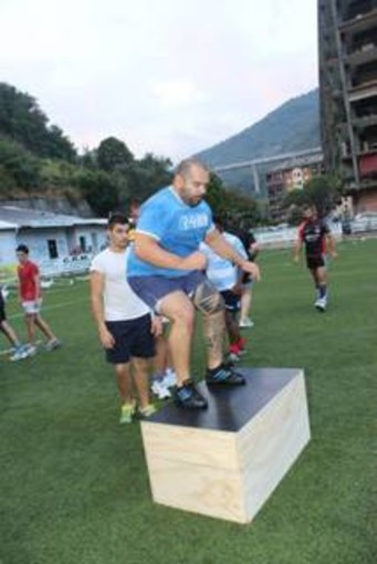 Il pilone dell'Aircom Pro Recco Rugby Alessio Casareto in una foto di Luigi Galli