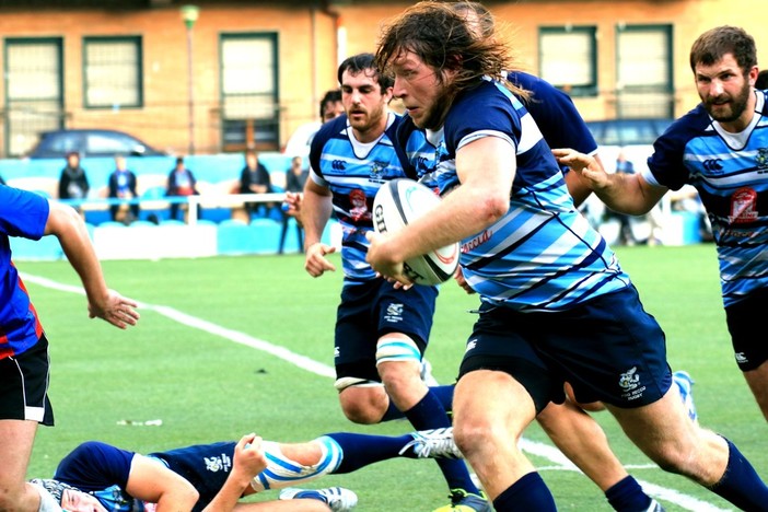 Kevin Cacciagrano, sua l'unica meta segnata dalla Tossini Pro Recco Rugby sul campo de L'Aquila (foto Ciotti)